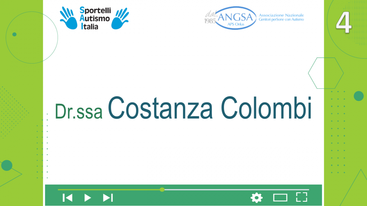 Convegno Nazionale Sportelli Autismo Italia-1a Giornata-19/10/23 Intervento della Dr.ssa Costanza Colombi dal titolo "Early Start Denver Model in un contesto di gruppo con genitori e bambini"