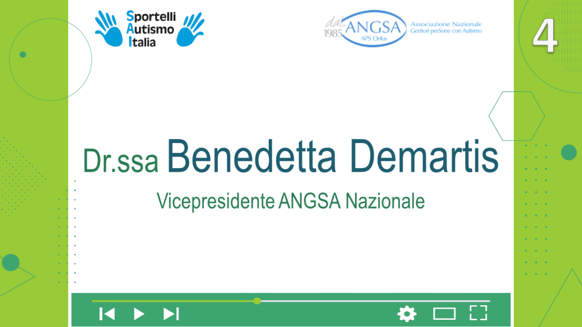 Convegno Nazionale Sportelli Autismo Italia - 3a Giornata - 26/10/23 L'iIntervento della Dr.ssa Benedetta De Martis (Vicepresidente ANGSA Nazionale)