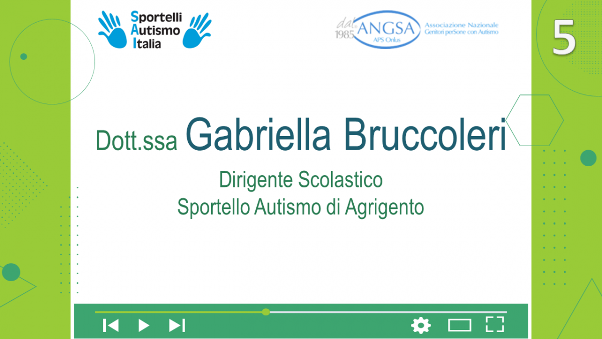 Convegno Nazionale Sportelli Autismo Italia - 1a Giornata - 19/10/23 Intervento della Dr.ssa Gabriella Bruccoleri (Dirigente Scolastico Sportello Autismo di Agrigento) dal titolo "Buone prassi. “Con gli occhi di Sara”:  in ricerca di nuovi equilibri".